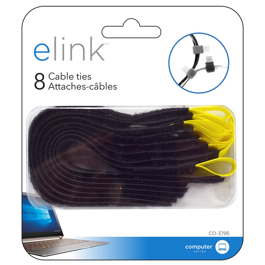Serre-câbles Velcro Lot de 6 noirs