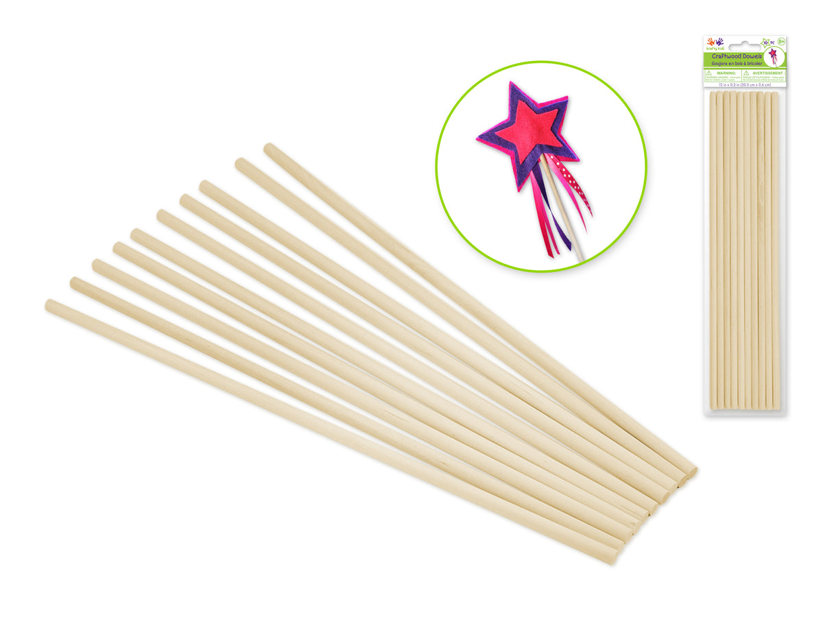 Craftwood: Natural Dowel 1/4"X12" 10/pk.