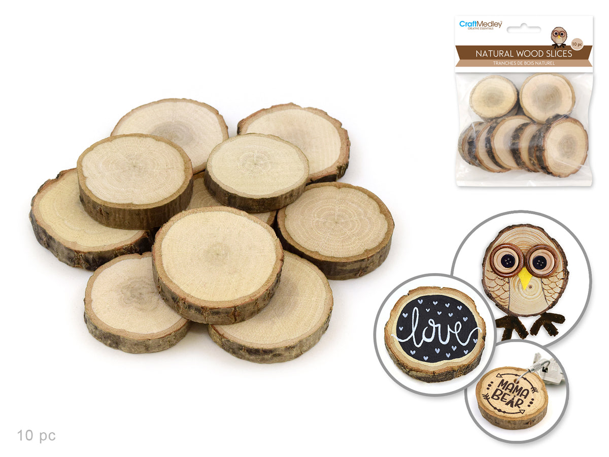 Craftwood: Natural Wood Trunk Slices 10pk