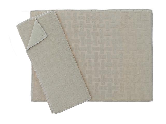 Tapis égouttoir à vaisselle, lot de 2, microfibre, tissage panier, beige, 38 x 51 cm