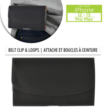 Étui horizontal pour smartphone phablette avec clip ceinture et rabat magnétique - pour téléphone jusqu'à 5,7 pouces - noir
