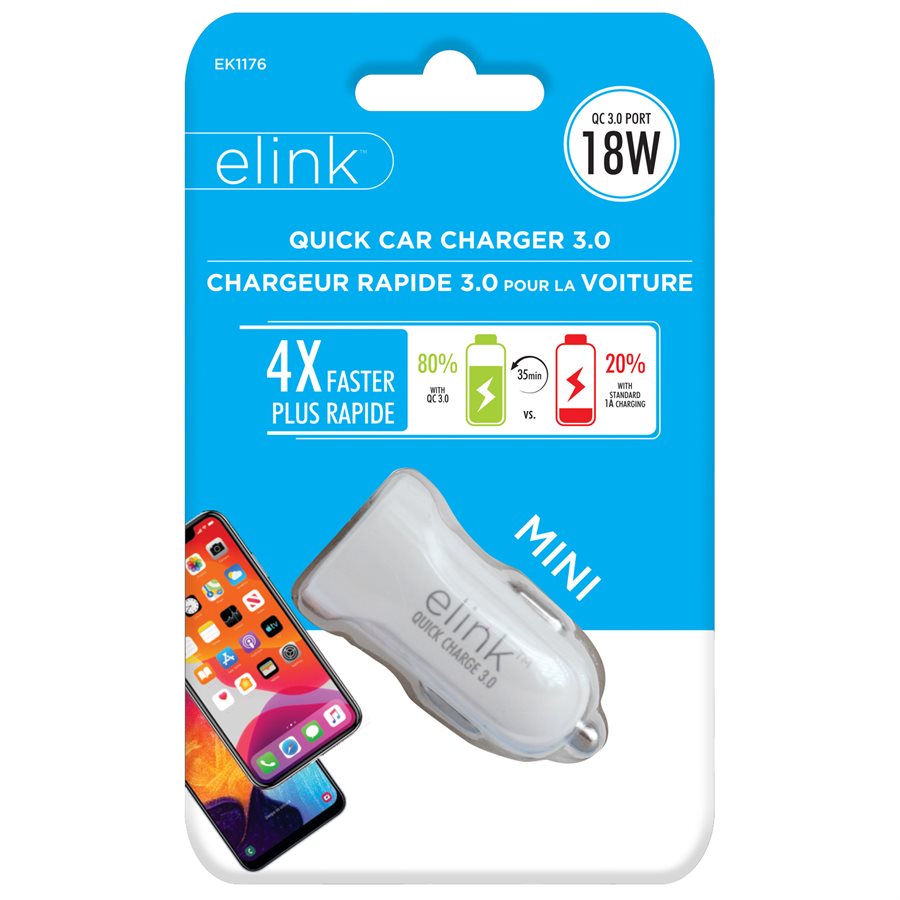 Chargeur de voiture USB A 18W Elink