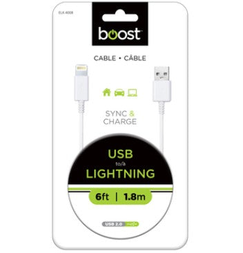 Câble blanc Elink USB A - Lightning 1,8 m