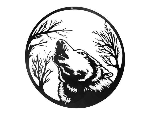 METAL BLACK WALL DECOR - HOWLING WOLF HEAD 16.14 × 0.78 × 14.17 in