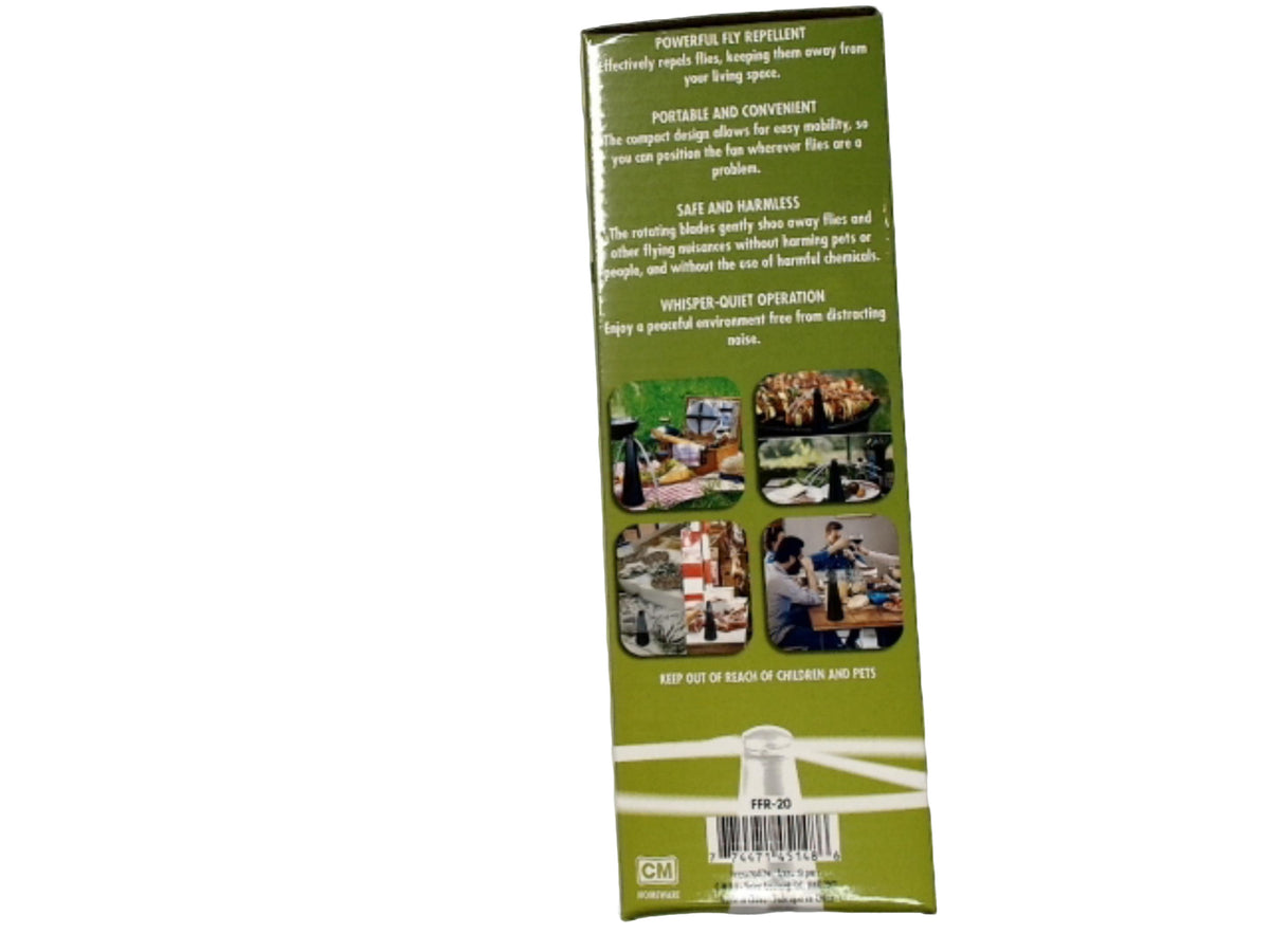Fly repellant fan - chemical free - compact and portable - 2 AA batteries not included - Additional View