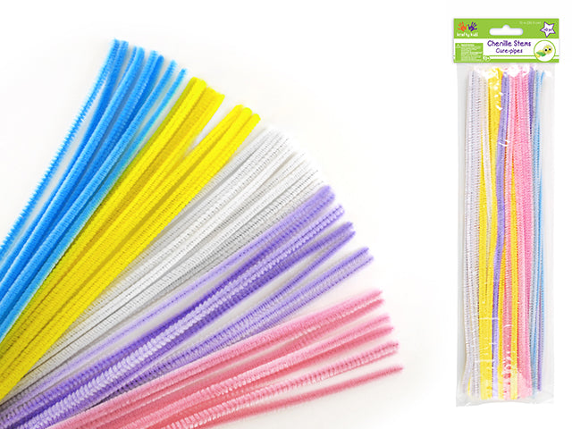 Cure-pipes 6mmx30cm paquet de 40 couleurs pastel assorties