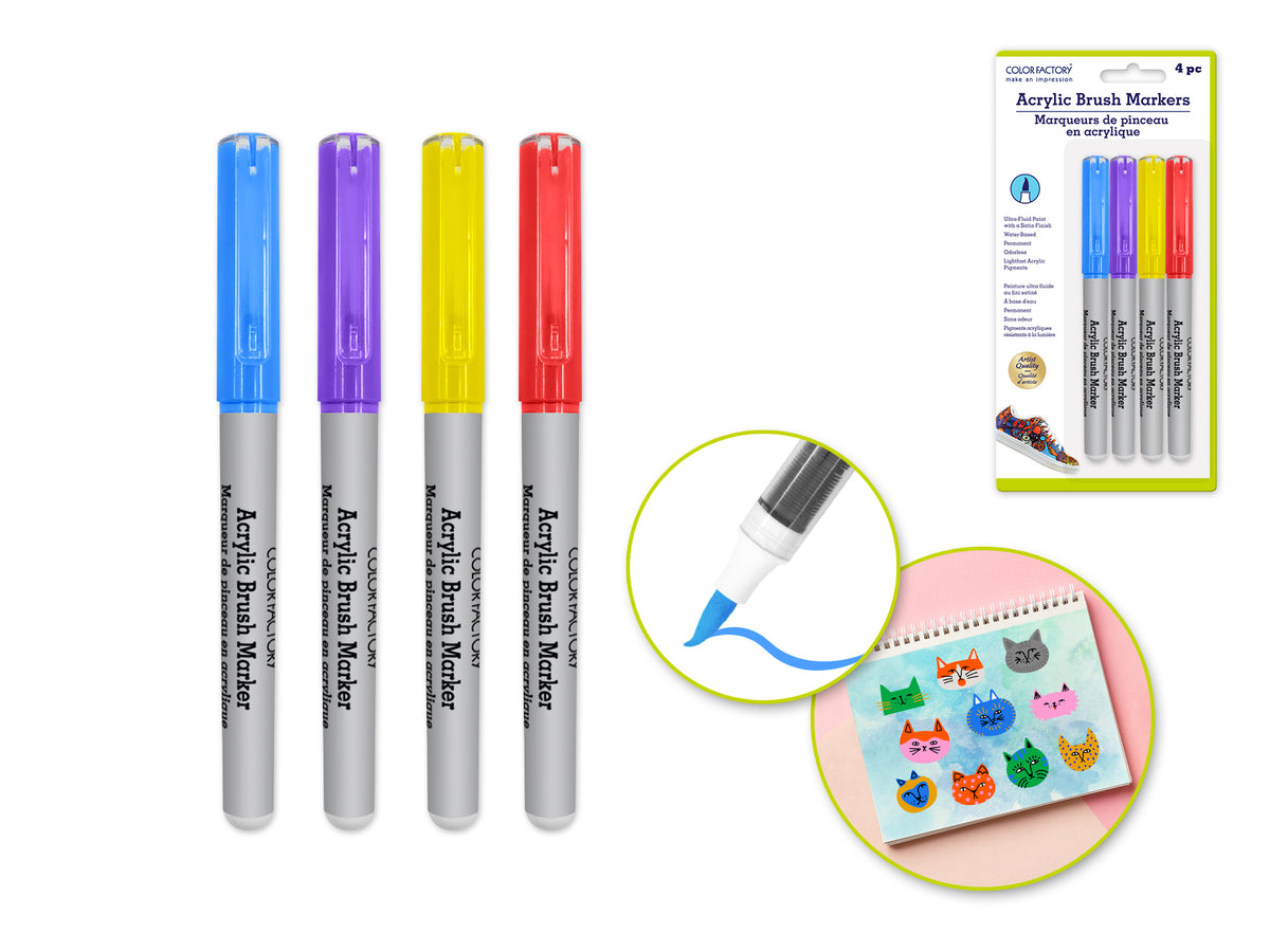 C) Brights 2g Straight Liquid Acrylic Paint Brush Markers 4pk C) Brights