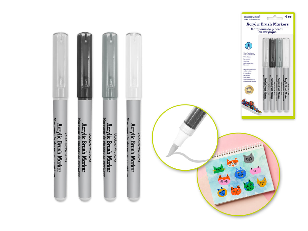 F) Classic 2g Straight Liquid Acrylic Paint Brush Markers 4pk F) Classic