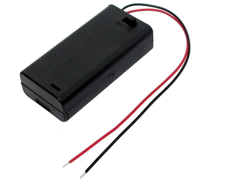 Battery holder for 2 AA's with cover switch and wire