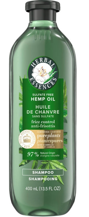SHAMPOOING HERBAL ESSENCES PLANTES PURES CONTRÔLE DES FRISOTTIS CHANVRE + ALOE PUISSANT 400 ML