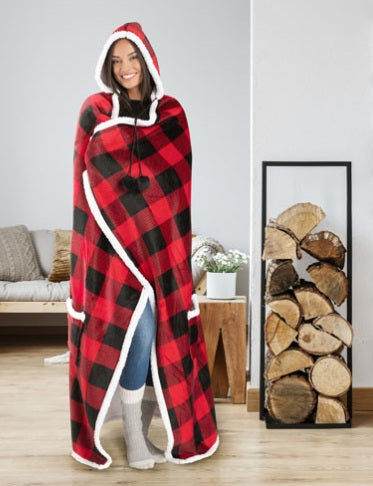 Hoodzy Blanket Buffalo Plaid Red & Black