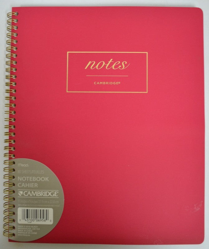 Cahier Cambridge 160 pages, spirale, 28x23 cm, couleur bordeaux