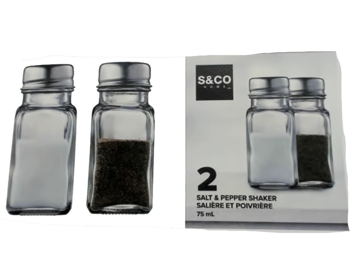 Salière et poivrière en verre - lot de 2 - 75 ml