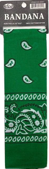 Bandana Printd Green 21X21 inches