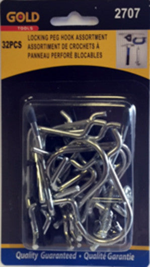 Peg hook assortment 32 pc locking