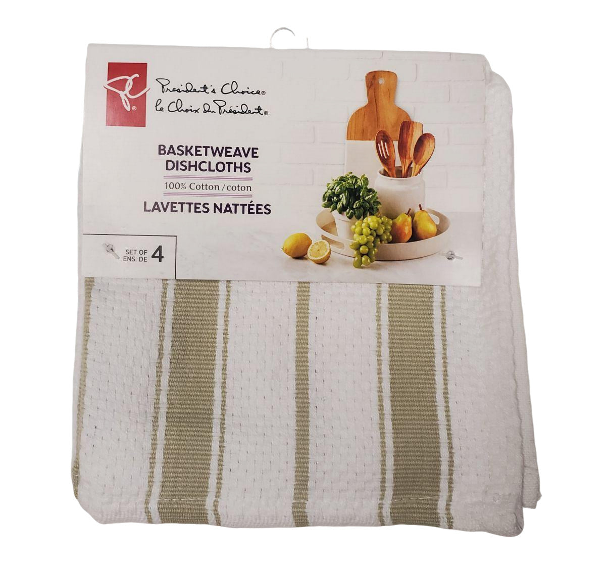 Dishcloths PC Basketweave 4pk 13x13 inch – Beige