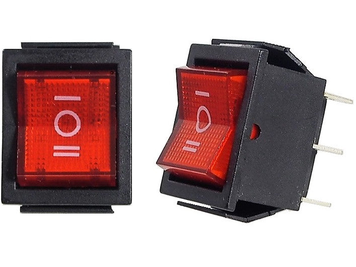 Interrupteur à bascule rouge ON-OFF-ON 16A / 250V CA D.P.D.T. 6 broches