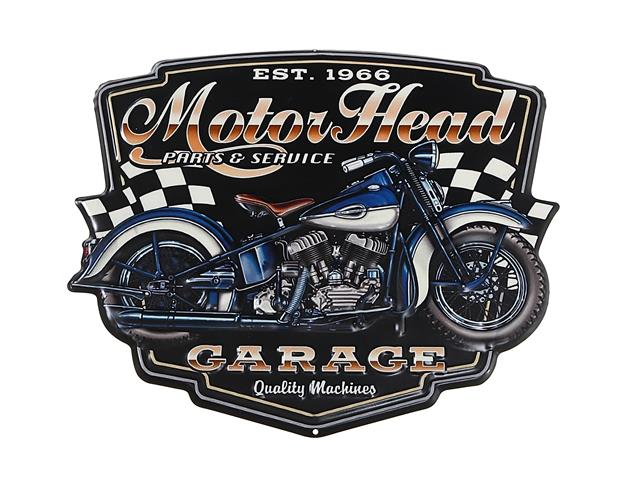 PLAQUE MURALE EN MÉTAL ESTAMPÉ - GARAGE MOTOR HEAD 13.80 × 0.20 × 15.75 pouces