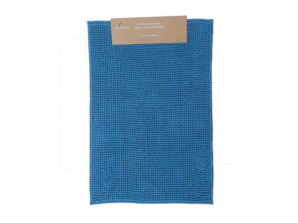 Bath Mat Solid Color Cheniile 20"x28" Blue 20" X 28