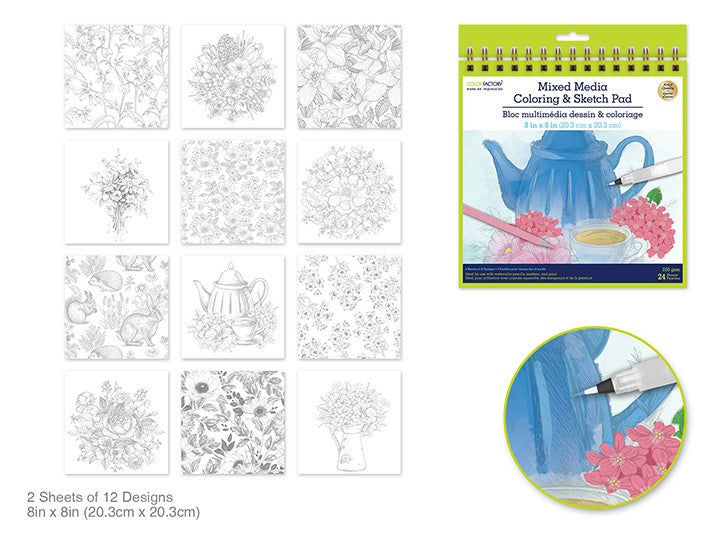 Mixed Media Pad Breakfast Nook 24 Sheet 250gsm 8" x 8" Color Factory