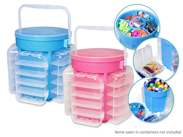 Rangement d'activités manuelles : seau de rangement de 13,2x15 cm avec 5 boîtes de rangement à clipser