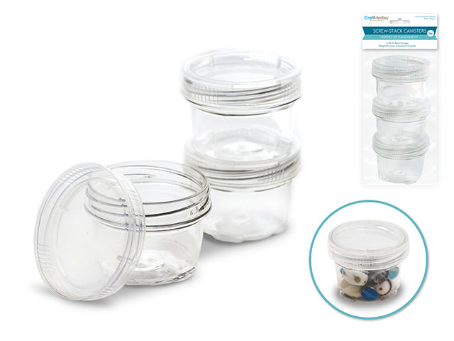 Craft/Bead Storage 3pk Screw-Stack Canisters