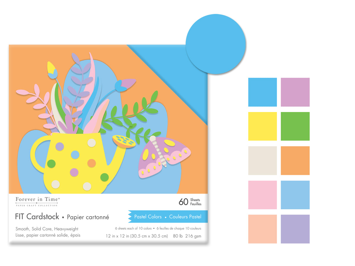 Pastel Colors Scrapbook Cardstock: 12"x12" 80lb (216gsm) Smooth B) Pastel Colors