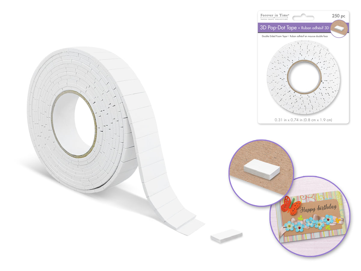 3d Pop Dot Tape: 8mmx19mm Pre-cut Dual-adhesive Foam Mount 250pc