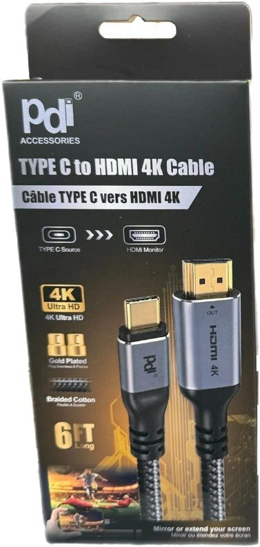 USB C - HDMI 6Ft Cable 4K PDI