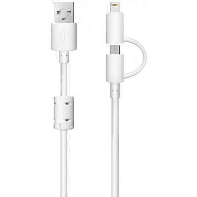 USB A - 2-in-1 5Ft White Cable (Lightning / Micro) YESA - Additional View