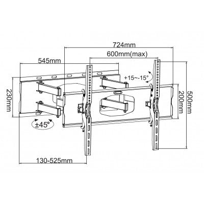 Wall mount bracket 32-85 inch articulating double arm TV mount - Additional View