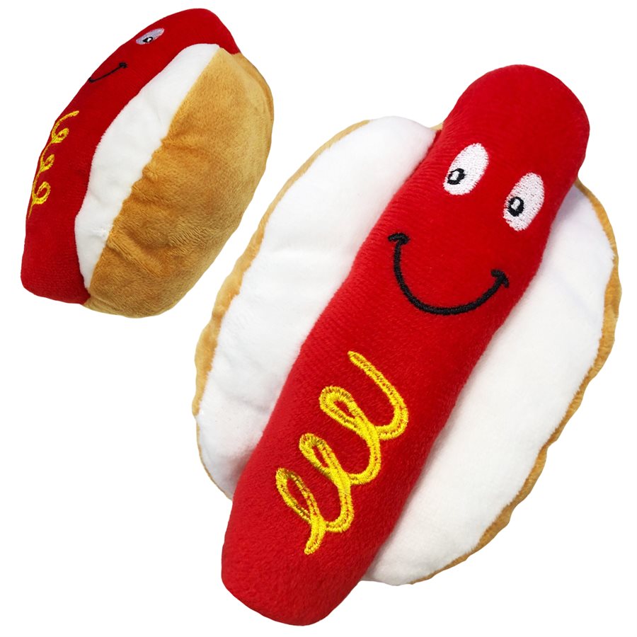 Pet Toy Hotdog Plush w/ Squeaker 6.7" Animoos