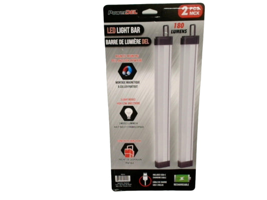 LED light bar 2 pack 180 lumens rechargable - magnetic mount - hang hook - 3 light modes - Additional View