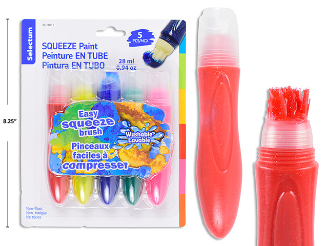 Glitter Squeeze Paints 5pk 28 ml.Assorted Colours