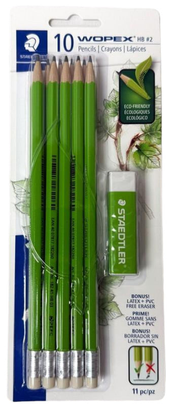 Staedtler 10pk Wopex Hb#2 Pencil + Eraser