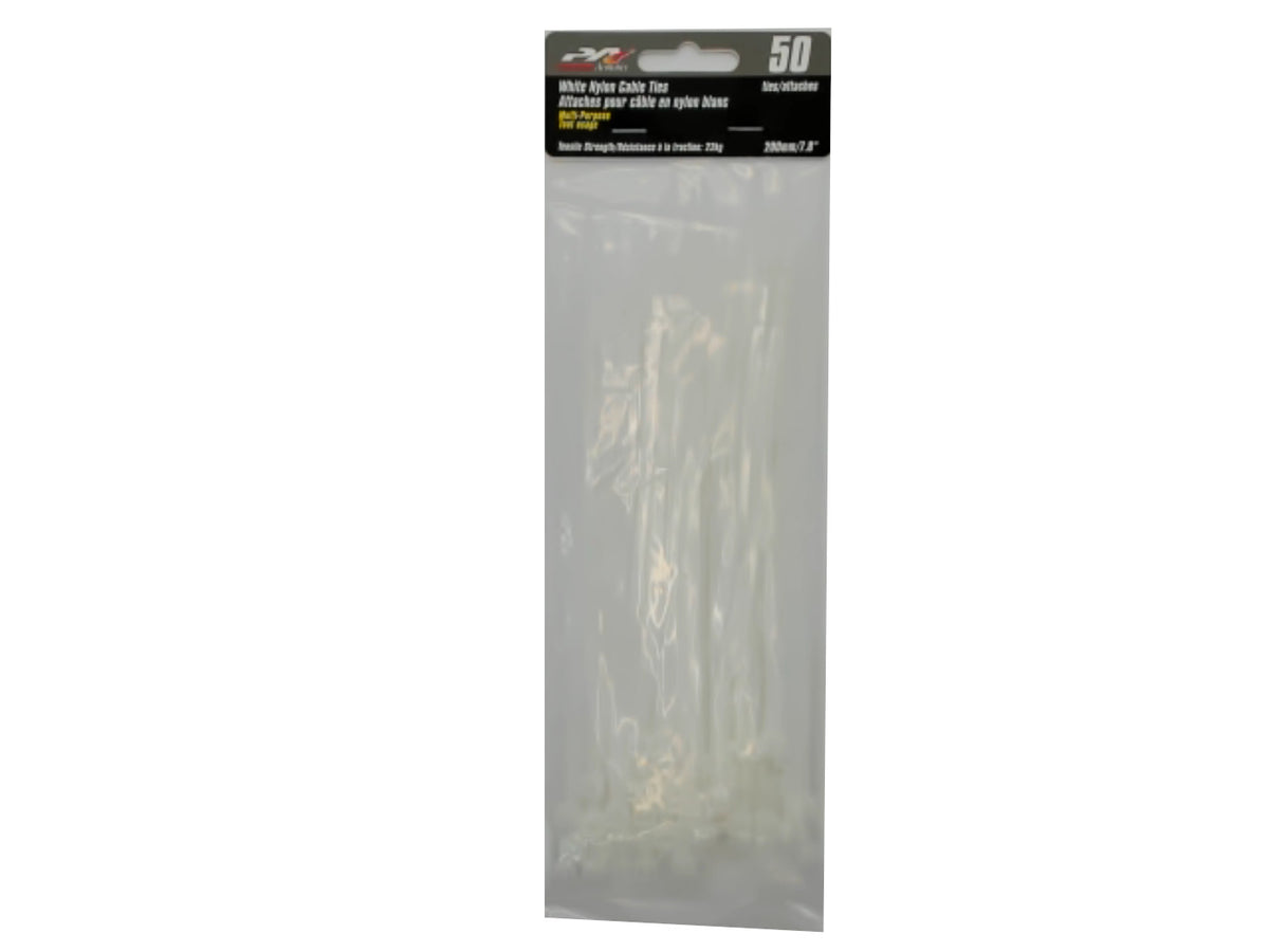 White nylon cable ties 7.8 inch 50 pack 22kg Precision Acoustics