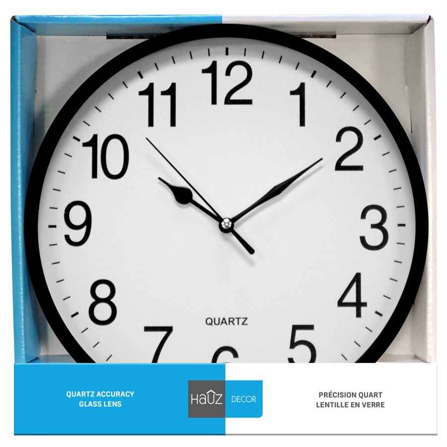 wall clock Round 10" with white background and black borders Hauz