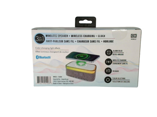 Wireless speaker - 15 watt wireless charger - and clock - bluetooth - powered by USB-C - Additional View