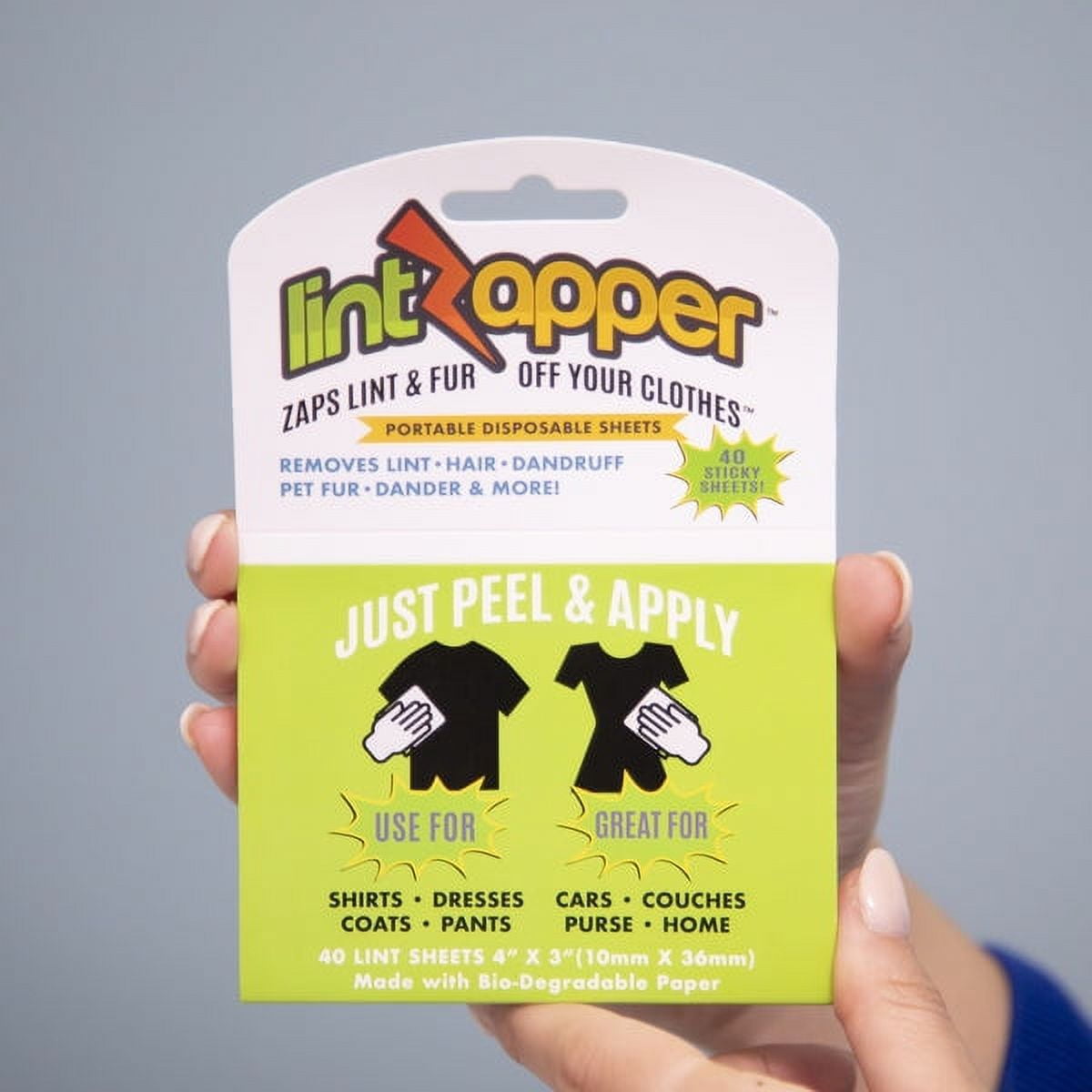 Lint Zapper 40 Sticky Sheets Removes Lint, Hair & Dandruff - Additional View