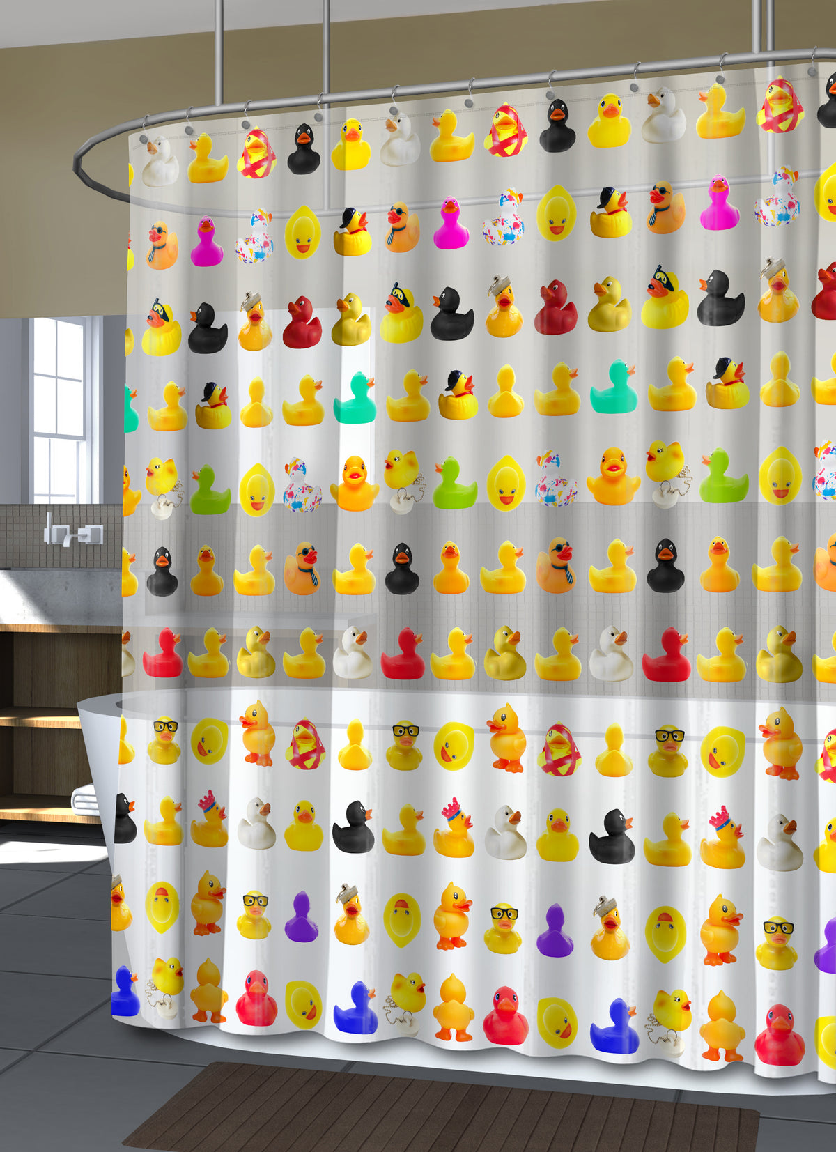 Peva Shower Curtain 70" X 72" Duckies Multi Splash Home