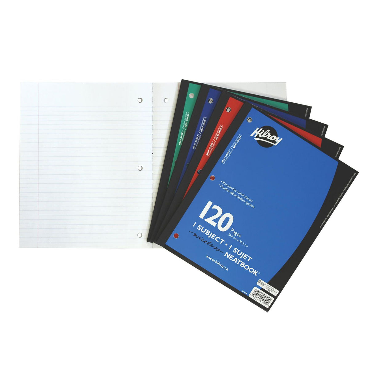 1 Subject Neatbook 8" x 10.5" 120 Pages 3 Hole Punched Assorted Colours Hilroy