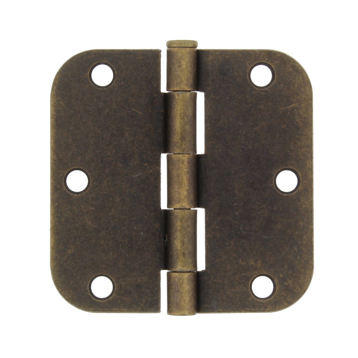 Round Corner Door Hinge 3.5" Antique Brass Bulldog - Additional View