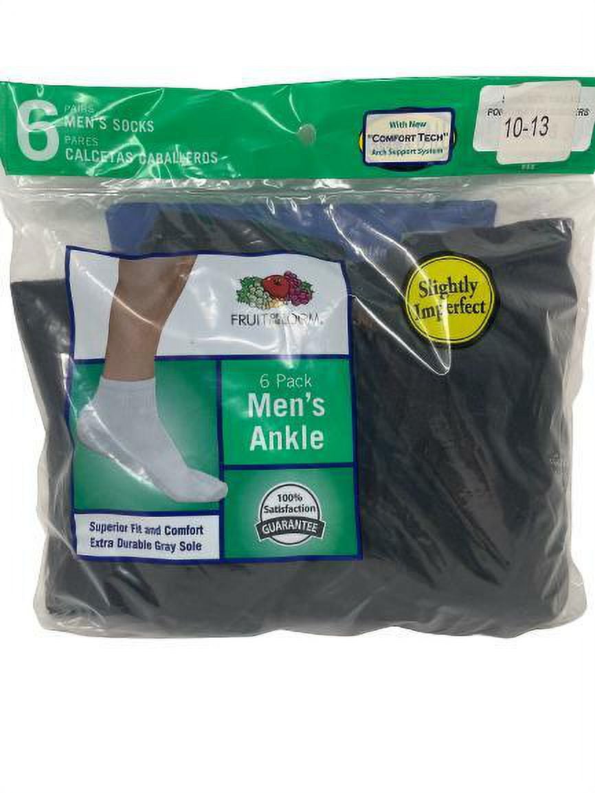 Ankle Socks Men's 6pk. Black (King Size) Fruit Of The Loom - Additional View