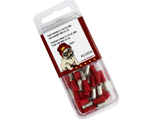 Terminal Bullet-M 22-18AWG 25pk .156 Red Tuf Pug