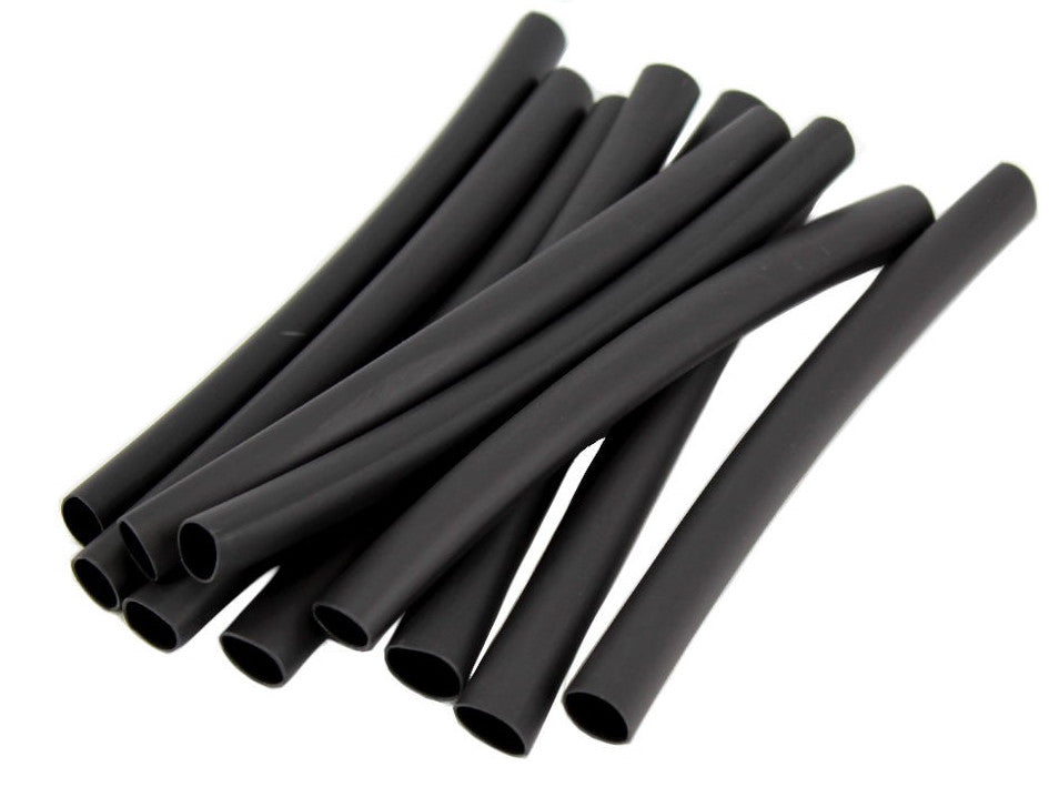 Heat Shrink Tubing 6" x 3/8" 10pk. with glue Black Global Tone