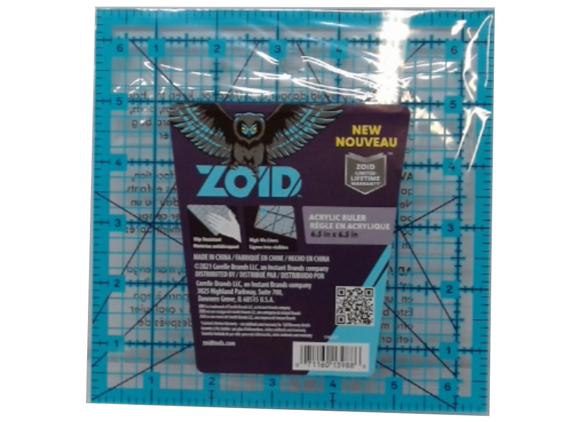 Acrylic Ruler 6.5" x 6.5" Zoid