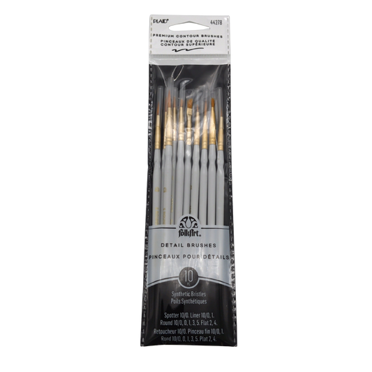 Detail Brushes 10pk. Assorted Plaid