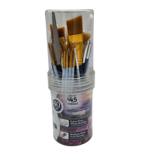 40pc. Premium Brush Set 39 Assorted Brushes w/1 Metal Palette Knife Artskills