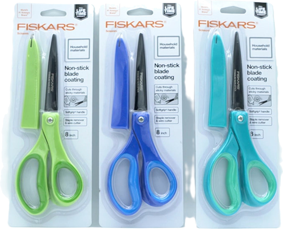 Ciseaux 20 cm Lames Titane Anti-adhésives Poignée Softgrip Couleurs Assorties Fiskars