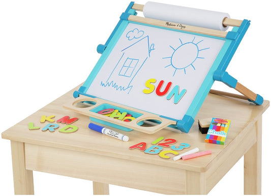 Wooden Double Sided Tabletop Easel w/Chalk, Magnets, Marker & Paper Roll Melissa & Doug